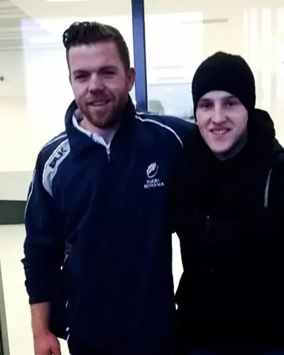 Ervin Csiki with rugby player Csaba Gál, 2014